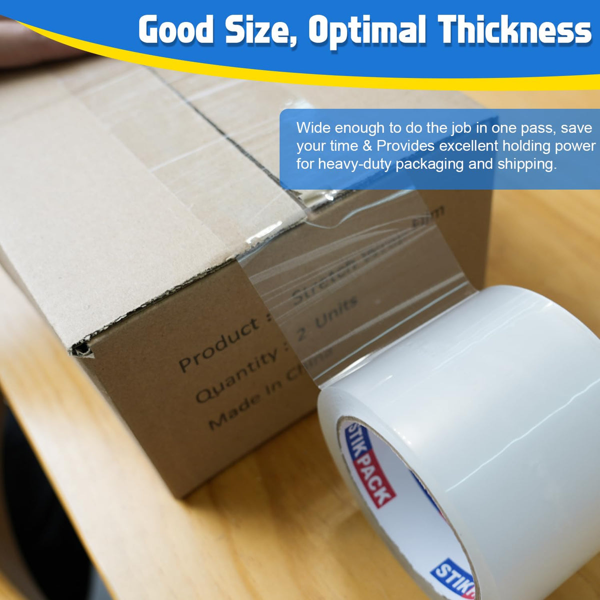 Wide Clear Packing Tape 6 Rolls, Total 360Y - 3 inch x 60 Yards, 2.4 mil Thick, 3 Inch Wide Transparent Packaging