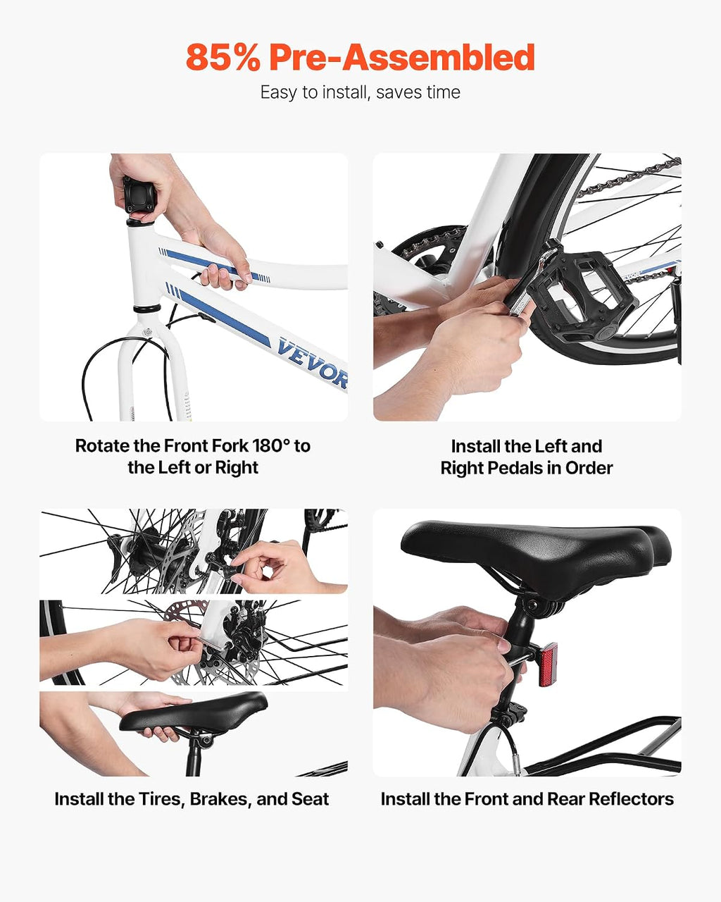 Hybrid Bike, Lightweight Aluminum Frame Bike, 700c Wheel Men Women Hybrid Bicycle, Step-Over/Step-Through Adult Urban