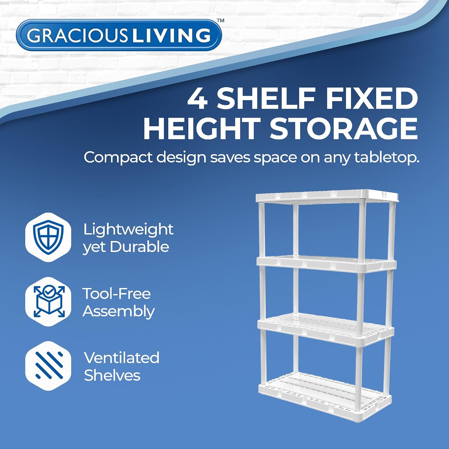 4 Shelf Knect-A-Shelf Ventilated Light Duty Storage Home Organizer with Adjustable Shelves for Garage, Basement, and