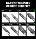 Carbide Burr Set 1/4 In Shank 8-Pc 8mm Head with Clear Storage Box