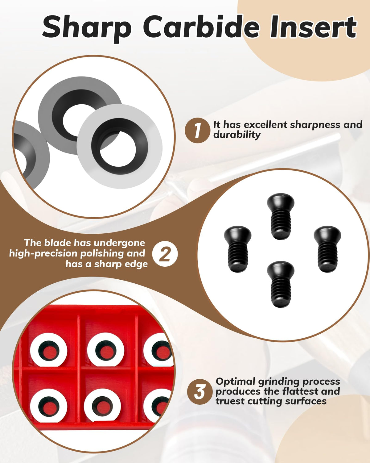 10Pcs 12mm Round Carbide Inserts, Indexable Replacement Cutters Inserts