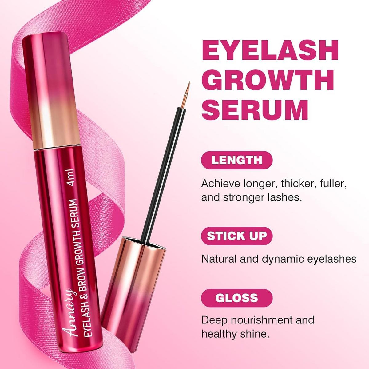 Lash Serum for Eyelash Growths, Advanced Natural Formula to Promote Longer, Fuller & Healthier Lashes – Gentle, Vegan