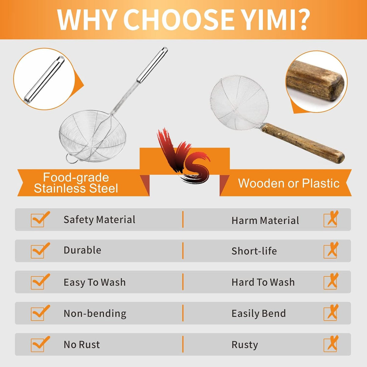 Yimi 16.5 Inch Spider Strainer Cooking Skimmer for Cooking and Frying