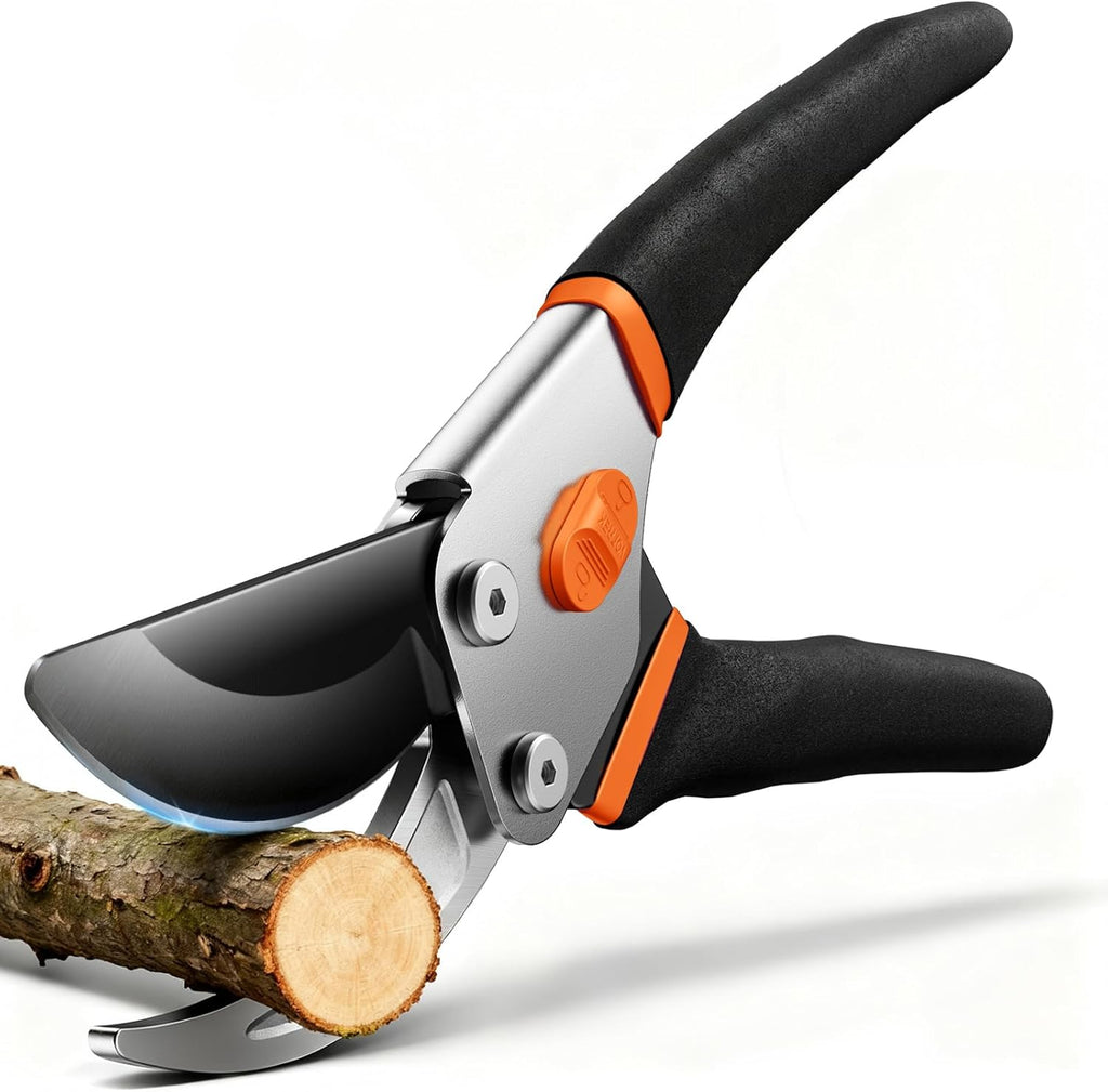 Pruning Shears, 8.5” Professional Garden Pruner with Jam-Proof Spring & Ever-Sharp SK5 Blade, Ergonomic Bypass