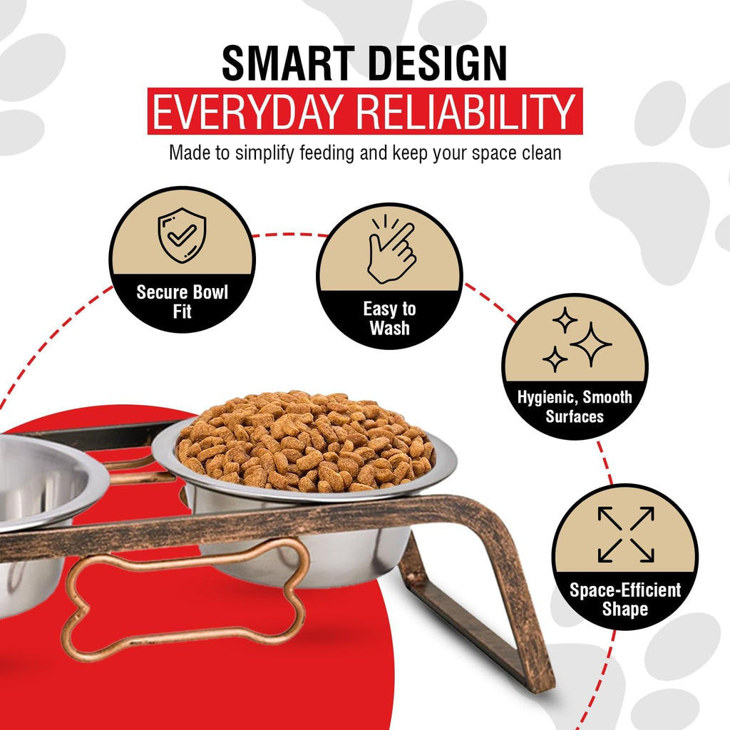 Elevated Dog Bowls – Raised Stainless Steel Dog Bowls with Steel Stand – Non-Skid, No Spill Feeder for Small, Medium