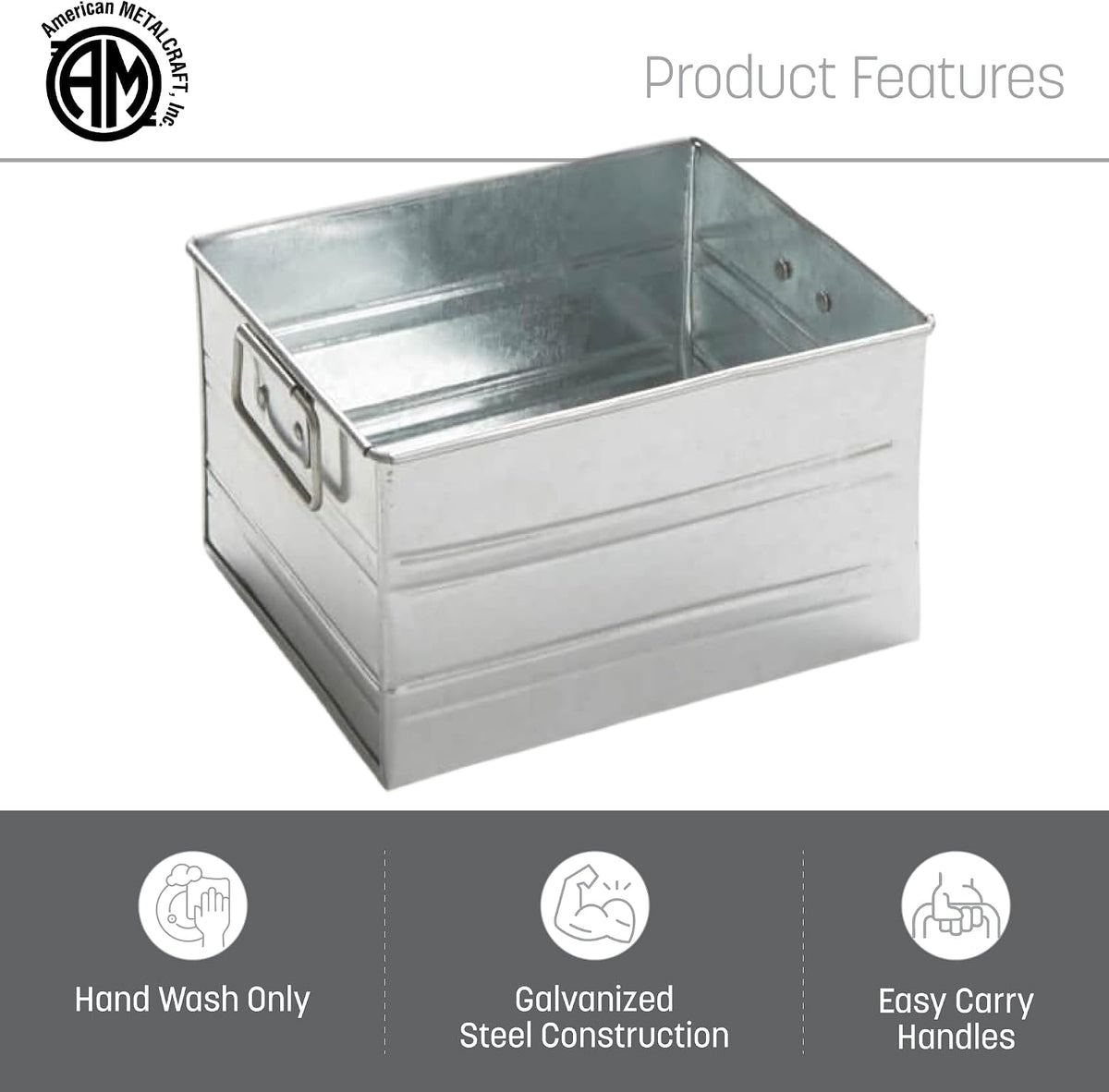 MTUB7 Galvanized Condiment Caddy, Galvanized, 7" Length, 5-3/4" Width, 4" Height