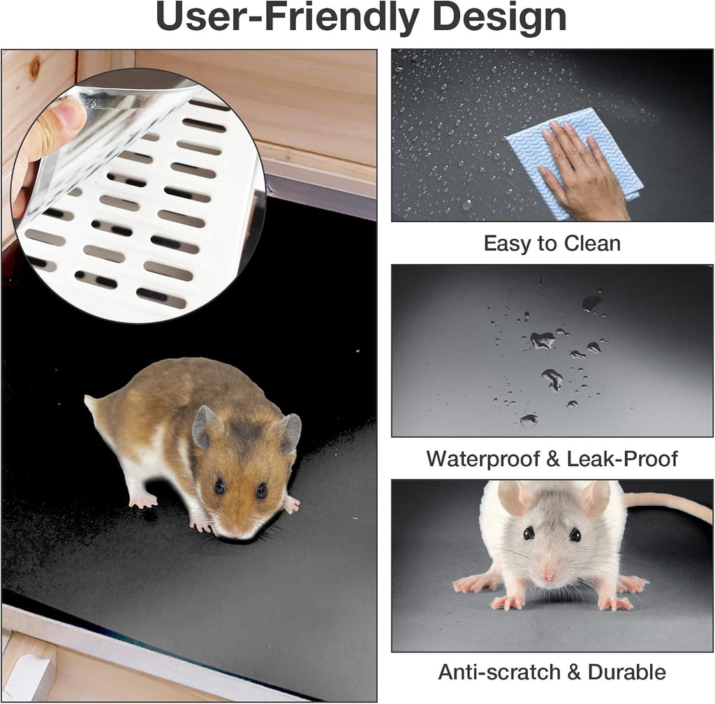 Guinea Pig Cage with Wooden Stand - Hamster Cage, Small Animal Cage Anti Chew Ramp, Hideout, Platform, Pull Out Tray
