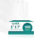 5" x 7" (1000 Count) Open End Flat Top - 1.5-Mil Clear Poly Bags for Packaging, Shipping, Storage & Food (Bags Do Not