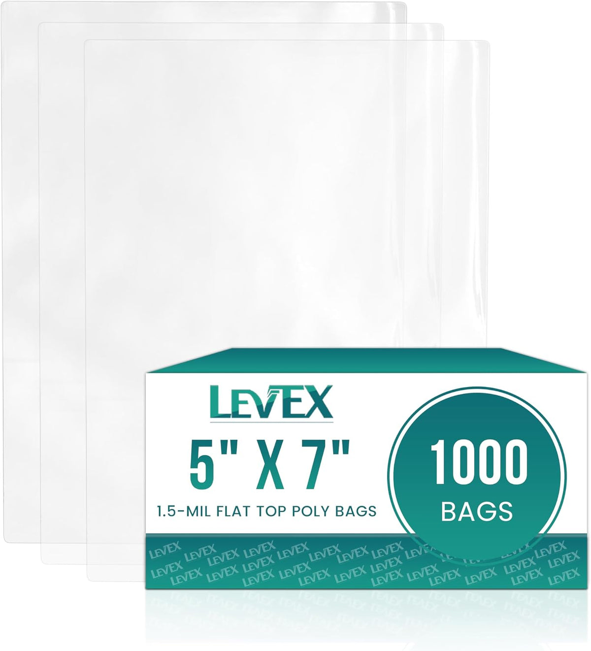 5" x 7" (1000 Count) Open End Flat Top - 1.5-Mil Clear Poly Bags for Packaging, Shipping, Storage & Food (Bags Do Not