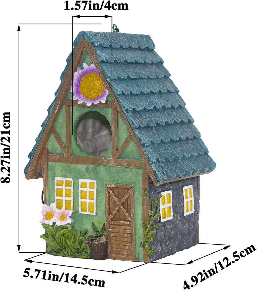 Bird Houses for Outside, Resin Bird House with Hang Chain, Decorative Bird Cage, Outdoor Garden Decor for