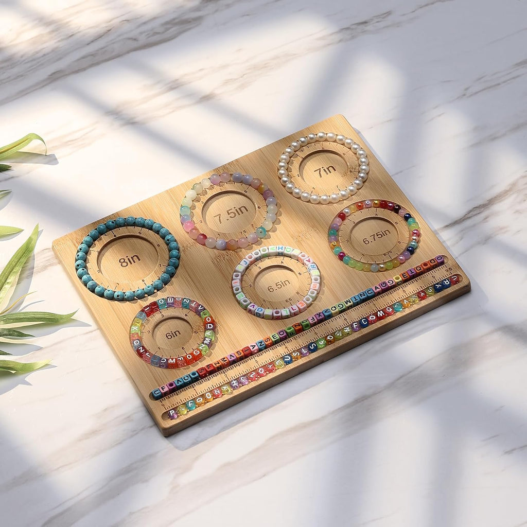 Bead Board for Jewelry Making, Bamboo Beading Board for Jewelry Bracelet Making, DIY Bracelet Bead Board