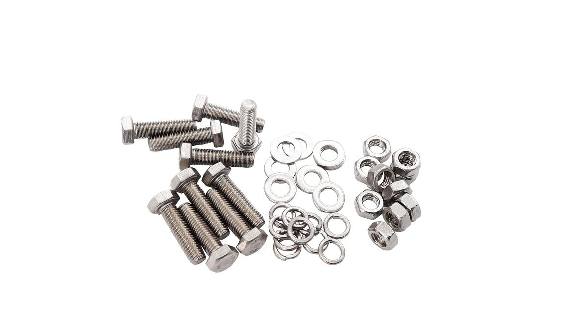 10-Pack M6 x 30mm Hexagon Screws Hex Bolts with M6 Hex Nuts M6 Flat Washers/Spring Lock Washers Set, 304/18-8, Plain Finish