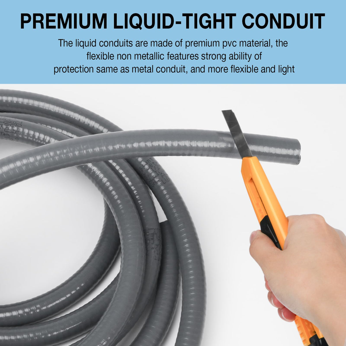 1/2 Inch 10 ft Liquid Tight Conduit Kit, Flexible Electrical Conduit Kit