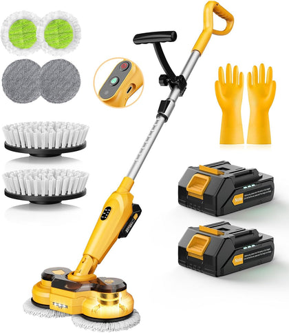 Cordless Electric Mop M3, 6000mAh, 2-in-1 Power Scrubber & Mops | 800RPM Floor Scrubber Machine, Automatic Spin Mops