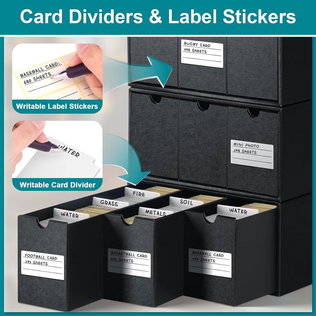 Trading Card Storage Box, Card Boxes with 60 Divider, 200 Card Sleeves