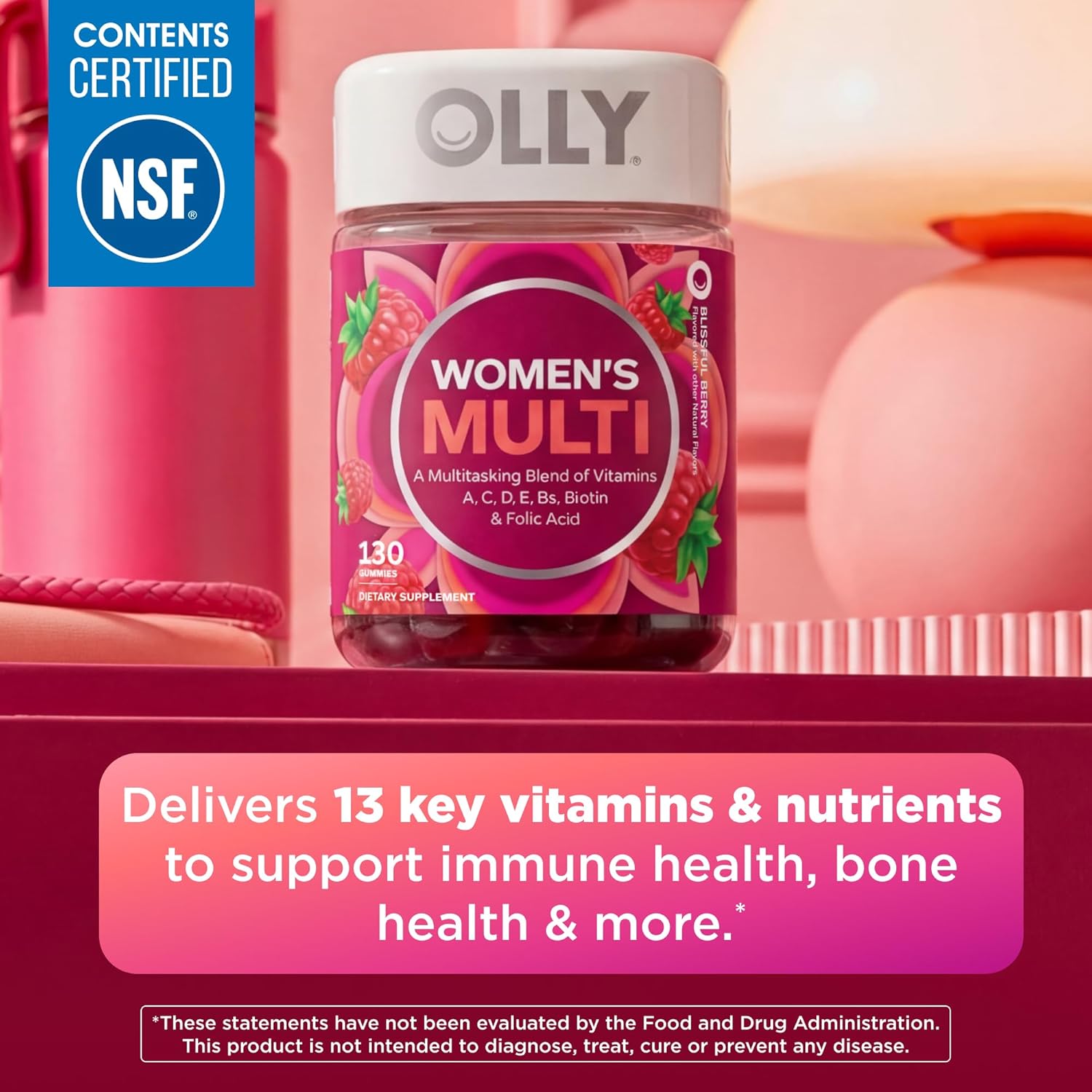 Women's Multivitamin Gummy, Women's Overall Wellness,* Vitamins A, C, D, E, Biotin, Folic Acid, Adult Chewable