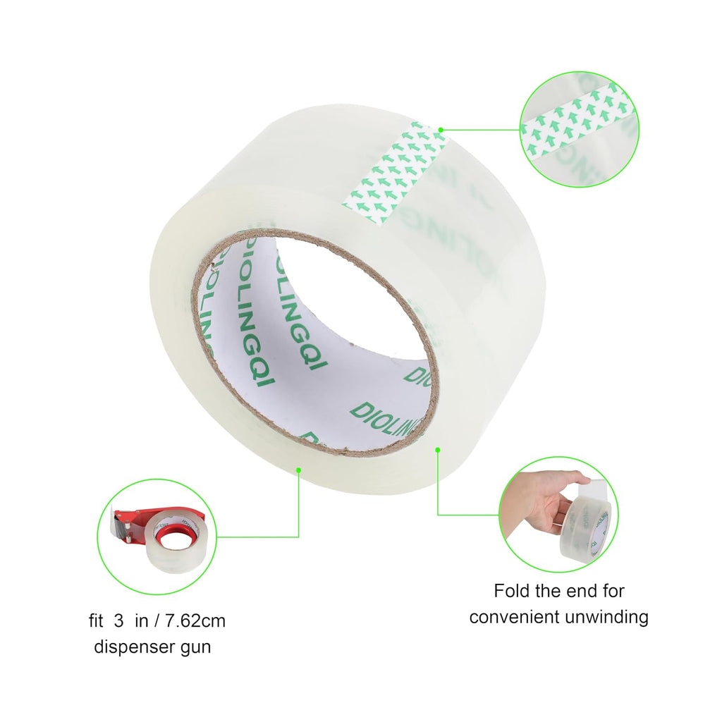 4 Rolls 55 Yards Roll, Total 220 Yards Clear Packing Tape, Heavy Duty Shipping Tape for Packaging Moving Sealing, 2.8