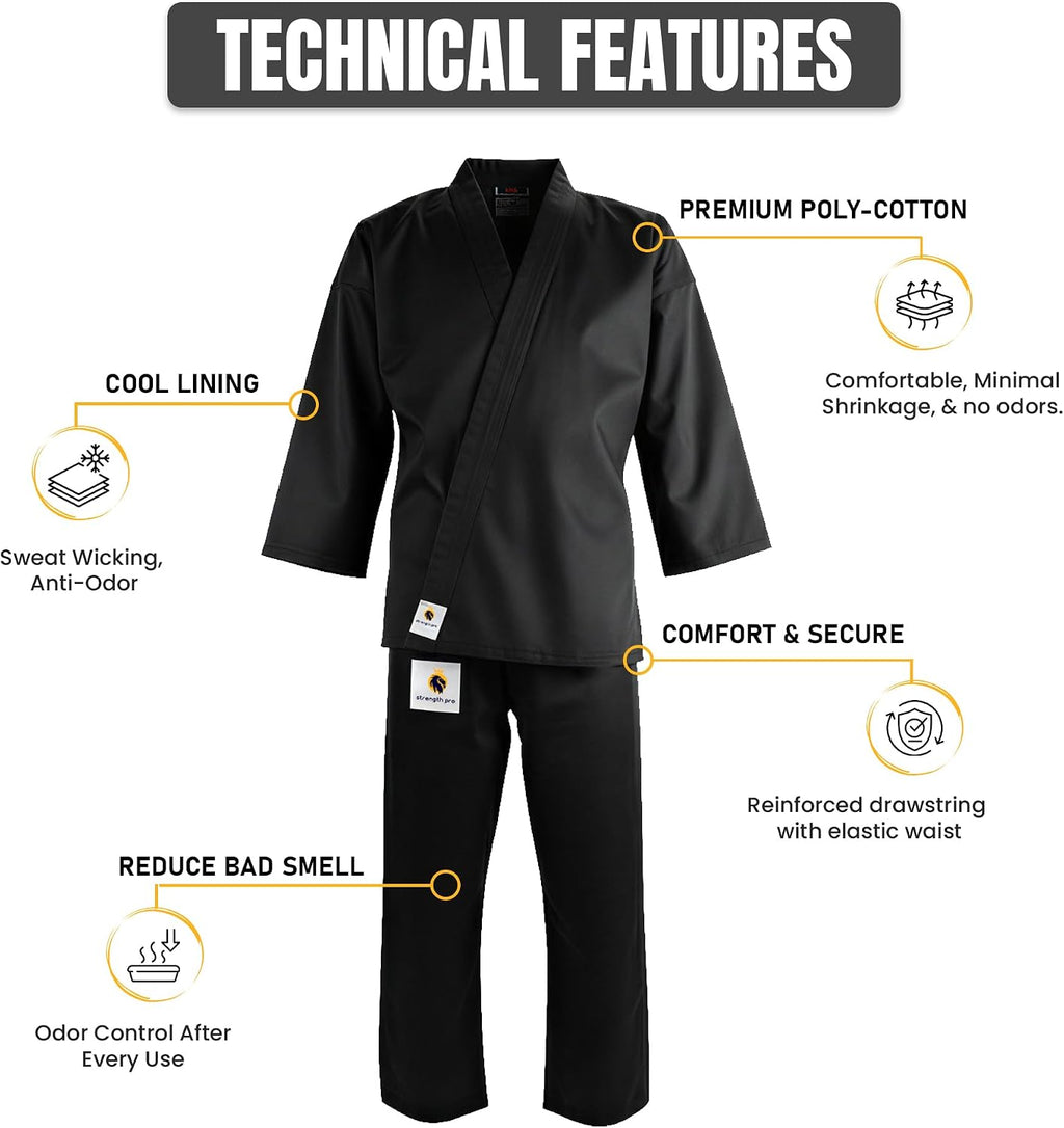 Karate Uniform for Kids and Adult, Lightweight Karate Gi Student Uniform for Martial Arts Training - White