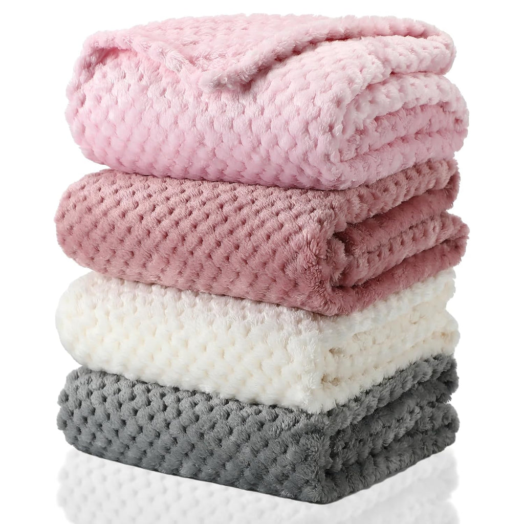 4 Pcs Baby Fuzzy Blanket Fluffy Baby Blanket for Boys Girls Soft Warm Infant Newborn Toddler Receiving Nursery Bed
