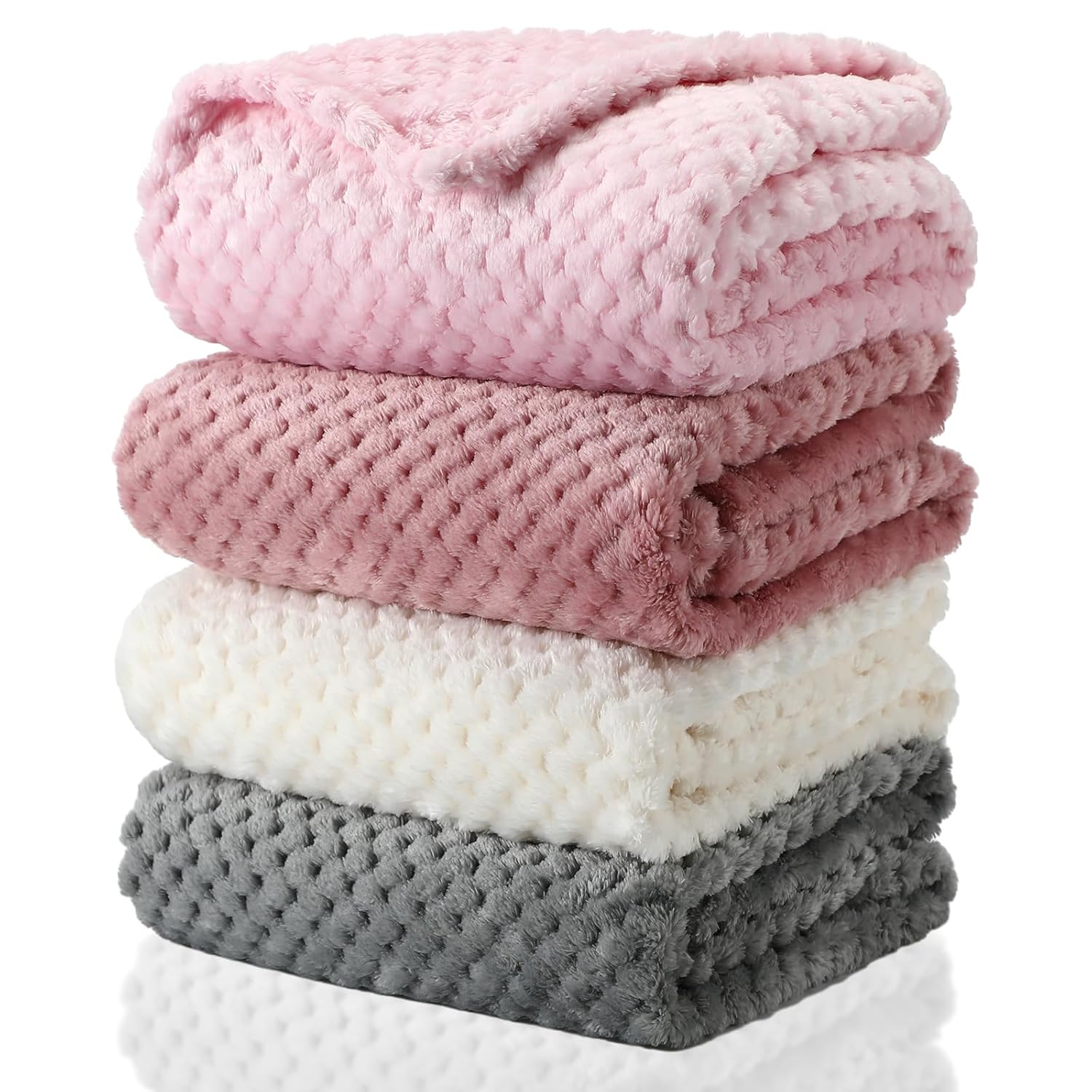4 Pcs Baby Fuzzy Blanket Fluffy Baby Blanket for Boys Girls Soft Warm Infant Newborn Toddler Receiving Nursery Bed