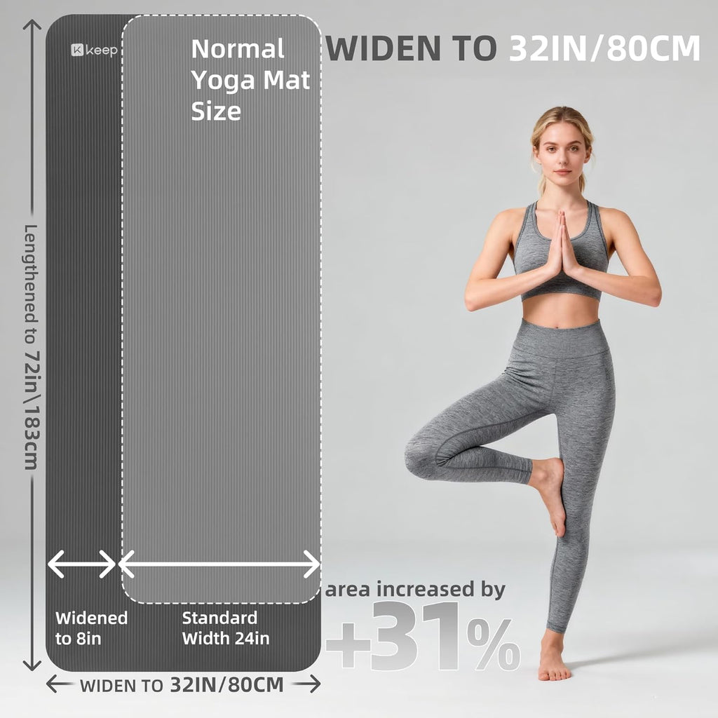 Extra Thick NBR Yoga Mat for Women & Men, 15mm Thick, 72”x32” Large Exercise Mat with Non-Slip Workout Mat for Yoga
