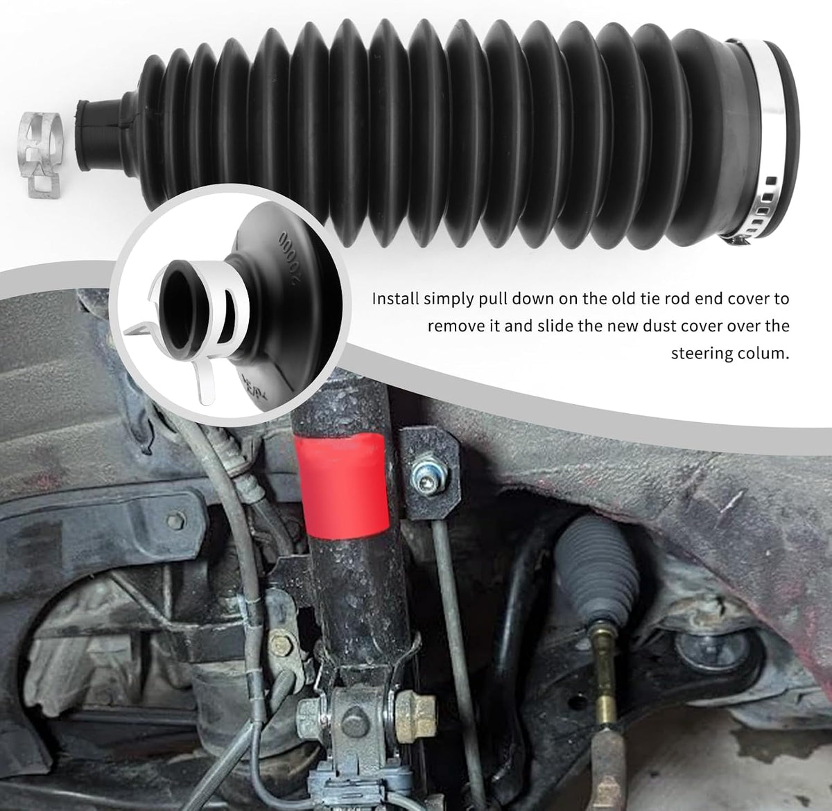 Rack and Pinion Boot OEM#103-3069,4553549005,53534SZAA02,Rack and Pinion Boot Kit with 2*Clamps,Inner Tie Rod Boot Compatible with Lexus ES300 RX330 RX450h Toyota Avalon Camry Corolla