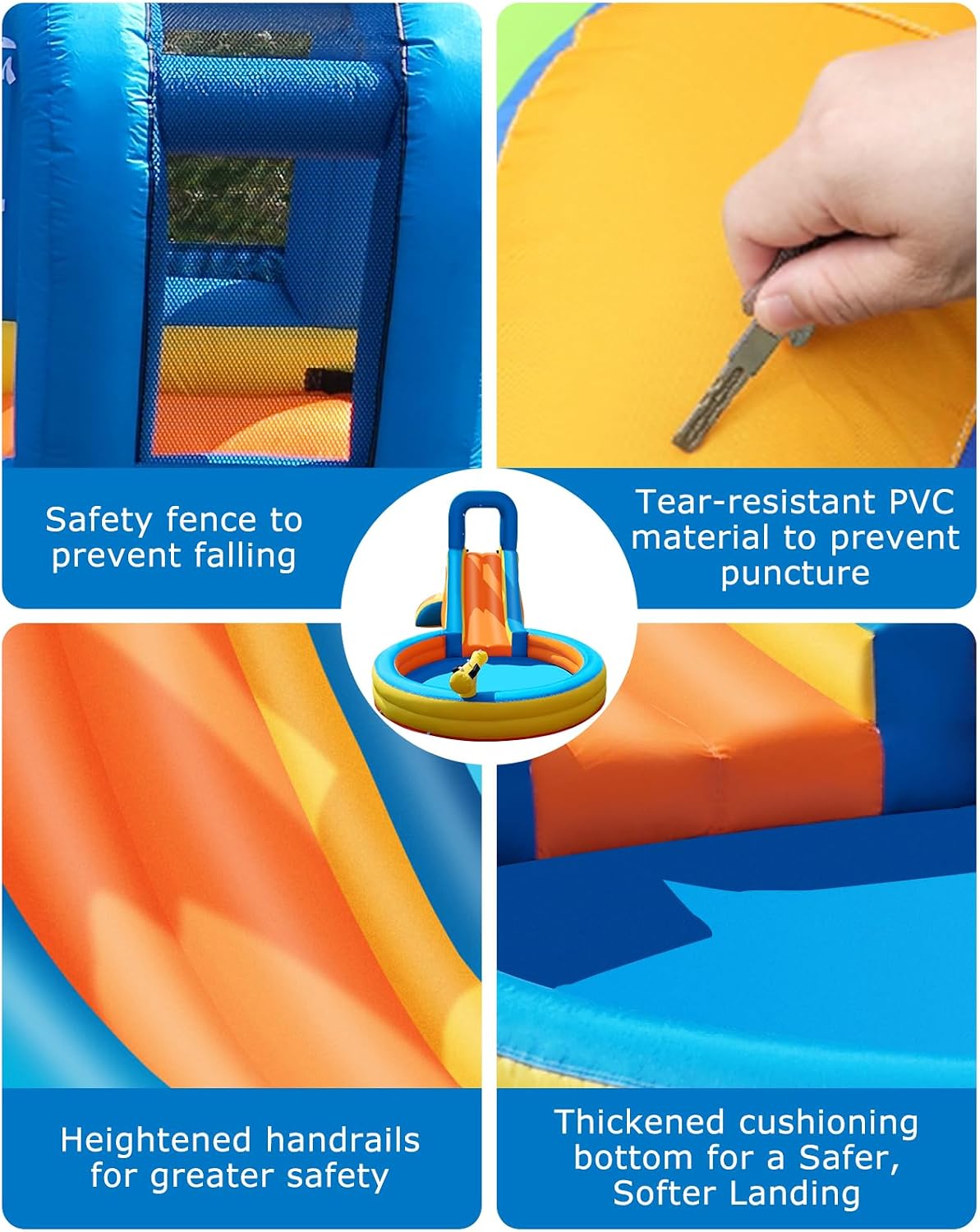 Inflatable Water Slide for Kids – 5-in-1 Blow Up Bounce House with Long Slide, Climbing Wall, Splash Pool, Water