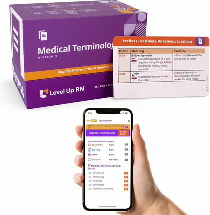 Medical Terminology Flash Cards – 559 prefixes, Roots, suffixes, Key Terms - Plus 397 Examples and 159 Easy