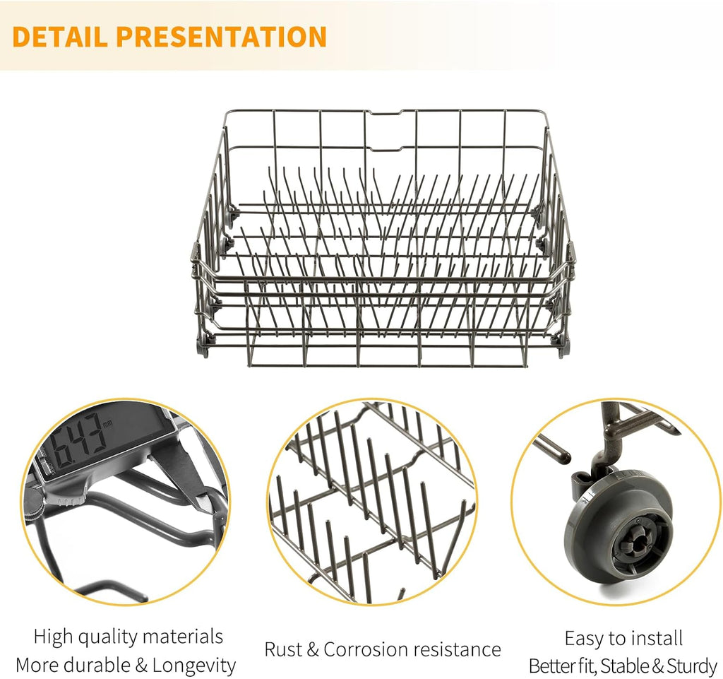2026 Upgraded DD82-01384A Dishwasher Lower Rack Replacement for Samsung Dishwasher Parts 22.4" x 20.5" DW80M2020US DW80R2031US DW80R2031UG DW80N3030UW Samsung Dishwasher Lower Dishrack Bottom Rack