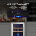 15 Inch Dual Zone Wine Fridge, 28 Bottle Wine Cooler with Left-Hinged