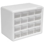 16-Drawer Plastic Storage Cabinet, 10.5"W x 6.5"D x 8.5"H, White