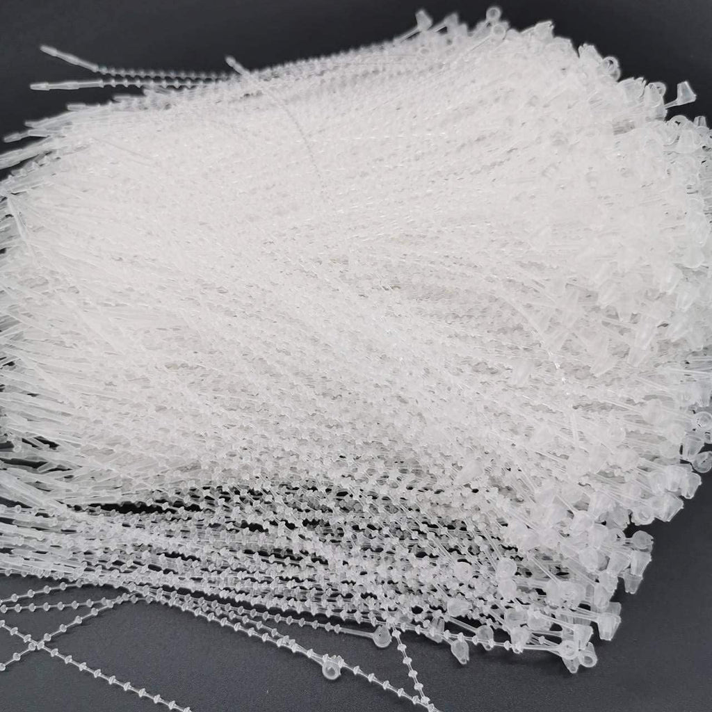 Pack of 1000pcs Snap Lock 5" Pin Adjustable Security Beaded Loop Tie Plastic Paper Prices Tag Fasteners - White