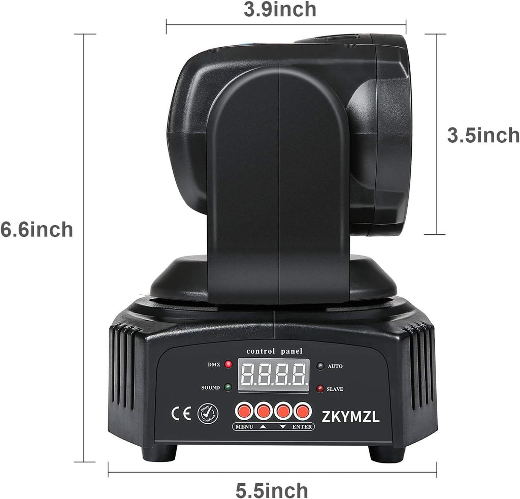 RGBWA/UV 6 in 1 LED Stage Lighting Mini 50W Wash Rotating Light Moving Head dj Lights with DMX512 for Parties Disco