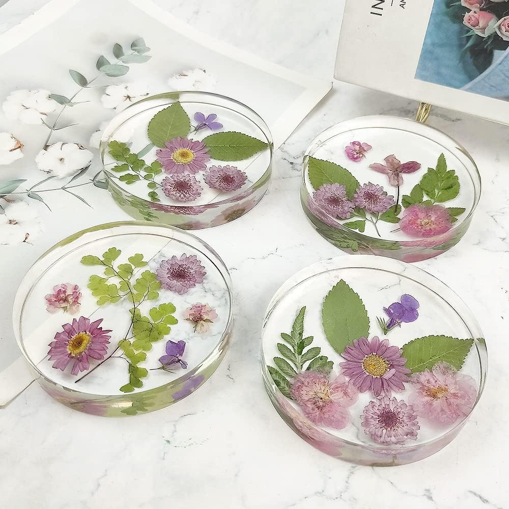 6-Cavity Deep Round Coaster Molds, 4 Inches Coaster Silicone Molds for Epoxy Resin, Coaster Resin Molds for Flower