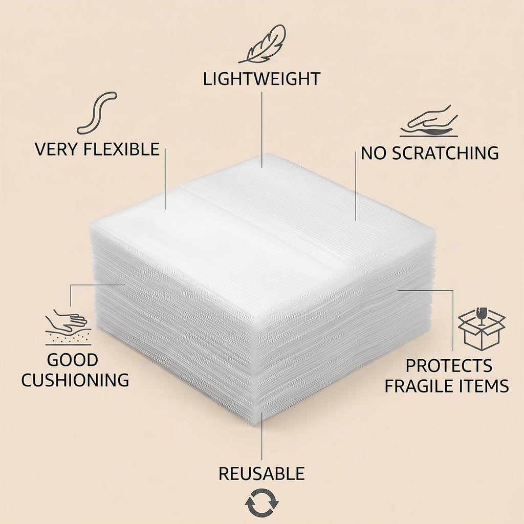 12"x12" Foam Wrap Sheets for Packing, 50 Pack Dish Packing Supplies for Moving Cushion Foam Pouches Cushioning Foams