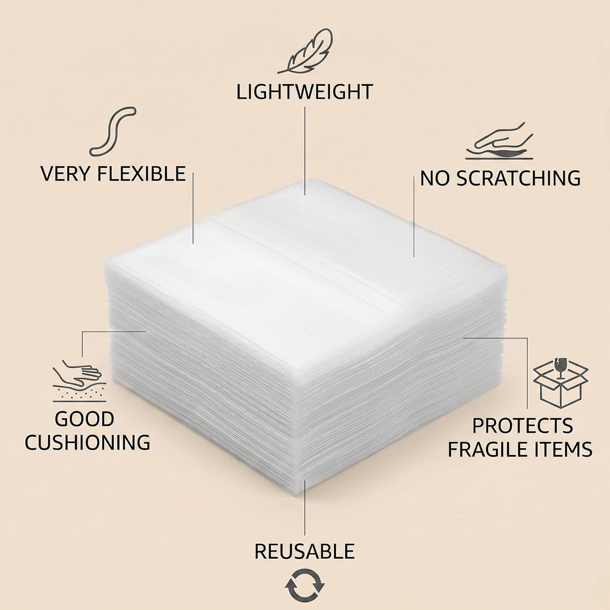 12"x12" Foam Wrap Sheets for Packing, 50 Pack Dish Packing Supplies for Moving Cushion Foam Pouches Cushioning Foams