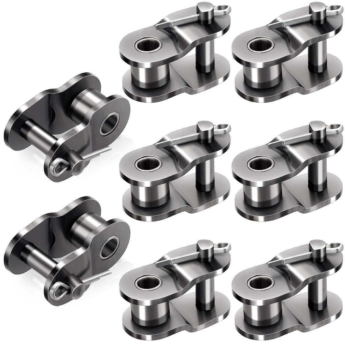 PAGOW 8pcs #40 Roller Chain Offset Link, Carbon Steel Crank Link, Standard Chain End Connector Split Links for 08A Chain