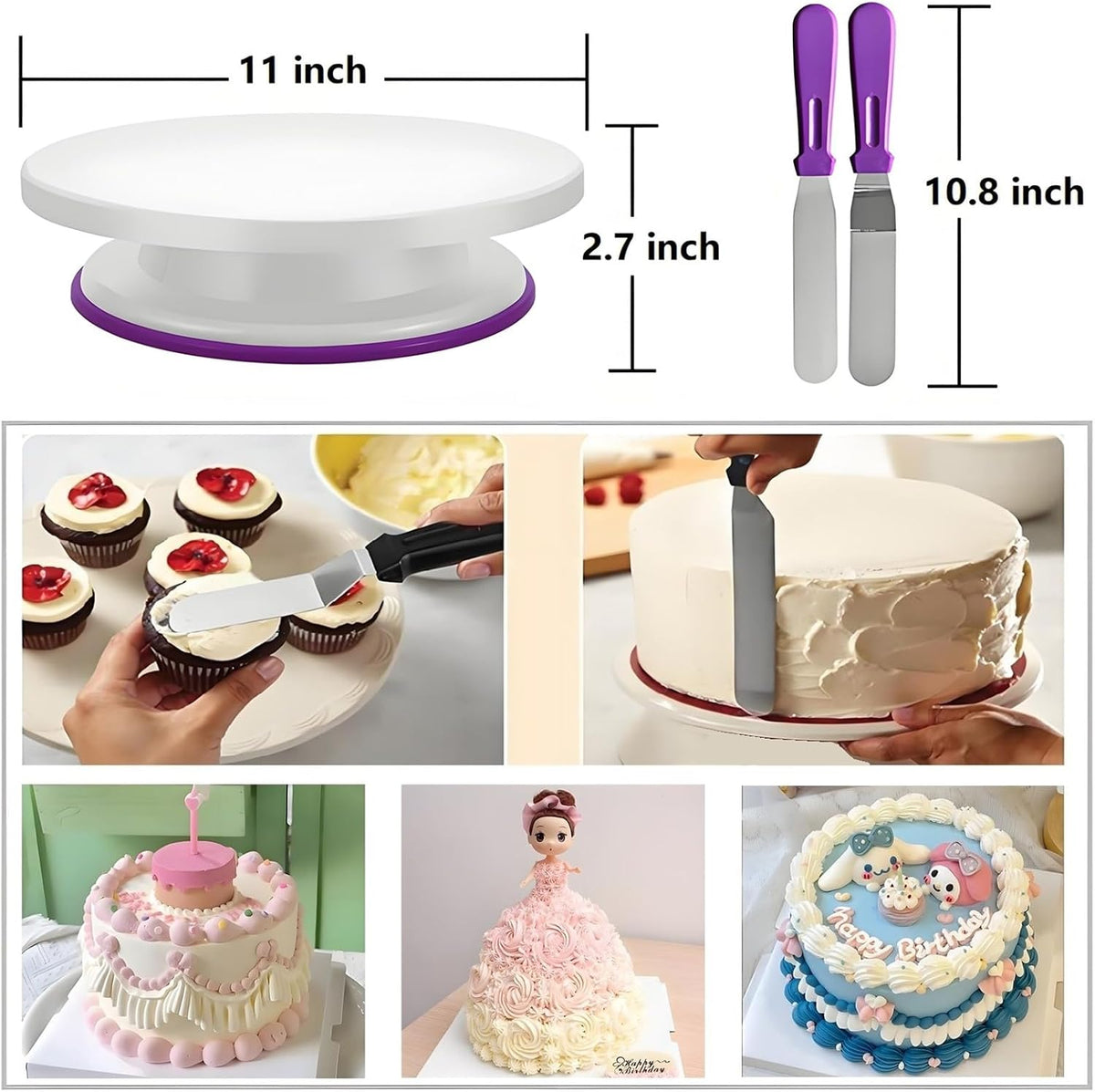 Cake Decorating Kit, 340 Pcs Baking Tools (Purple)