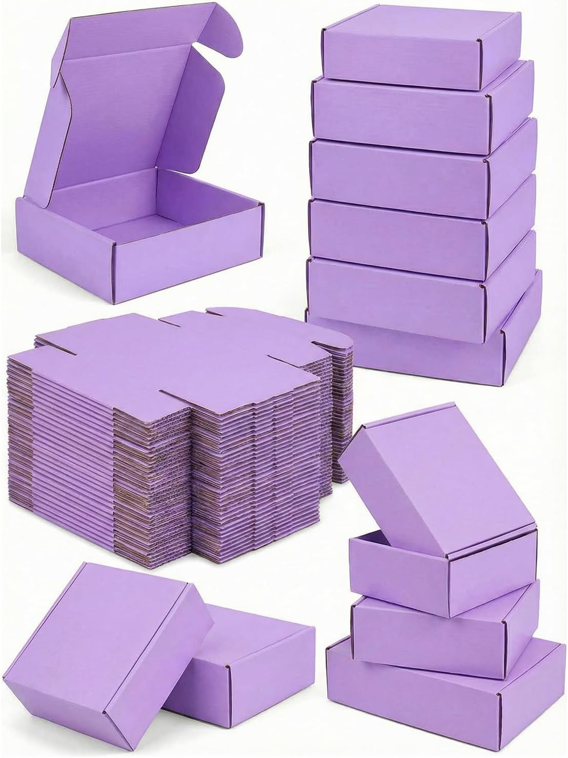 Small Shipping Boxes 50 Pack, Corrugated Mailer Boxes 6 x 4 x 1.6 Inches, Cardboard Box Mailers for Packaging