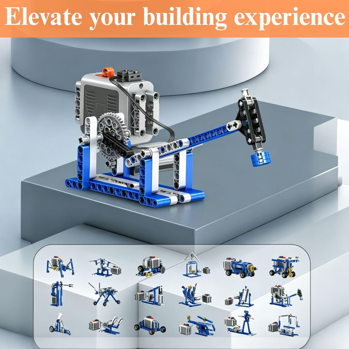 5‑in‑1 Building Blocks Motor Kit, Includes M Motor, AA Battery Box, 2.4G Remote Control and Receiver, Wide Compatibility with Most Stud-Based Construction Bricks for MOC