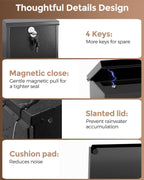 Locking Wall-Mount Mailbox for Outside, with 4 Keys, Galvanized Steel Rustproof Metal Postbox, 3.1" Dx7.5 Wx10.8 H