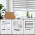 Zebra Blinds for Windows Cordless Roller Shades for Home Free-Stop Windows Shades Dual Layer Light Control for Day