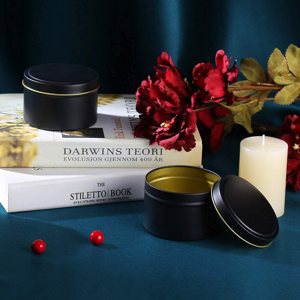 24 Pieces Black Candle Tins 4oz, Candle Jars,Bulk Candle Containers for Candle Making,Storage Jars,DIY Candle Making