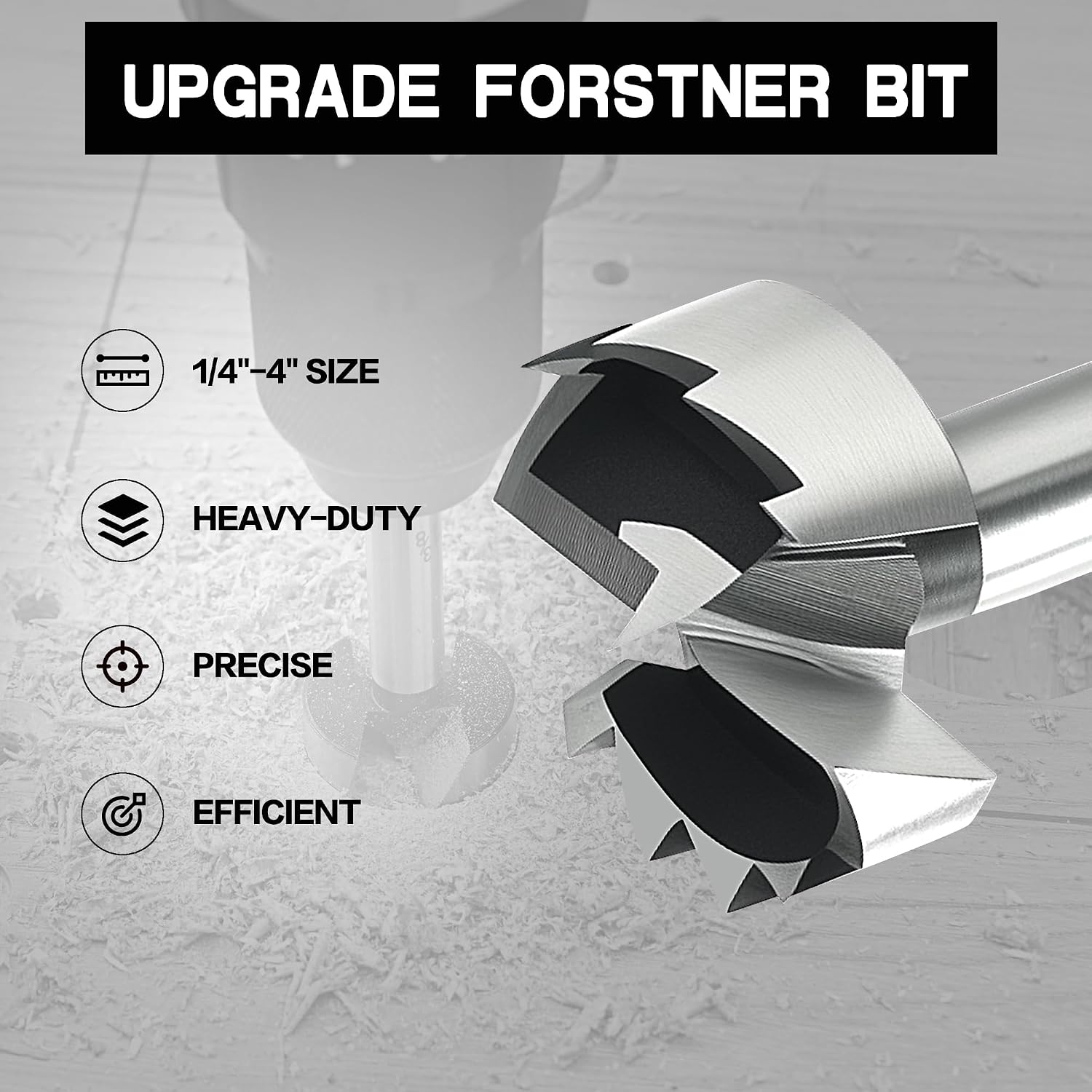 Hex Shank Forstner Bit Set, 16pcs Multi Sided Shank Wood Drill bit Set for Woodworking, Auger Opener Round Shank