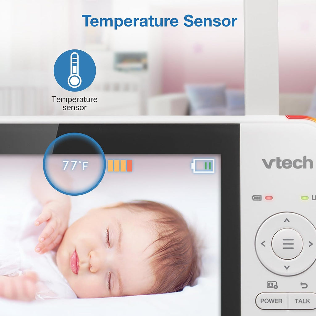 Baby Monitor No WiFi, 5" Screen & Remote Pan-Tilt-Zoom for Newborns – Hack-Proof, 17Hr Battery, 1000ft Range, Auto