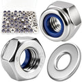 M10-1.5 Lock Nut 80Pcs Stainless Steel Nylock Locking Nuts with Washer