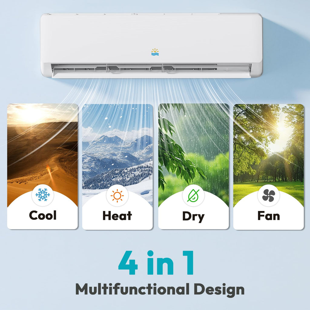Mini Split AC/Heating System, 18000 BTU, 19 SEER2 208-230V