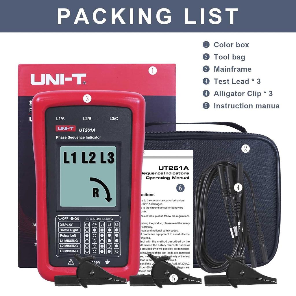 UNI-T AC 3-Phase Rotation Meter Sequence Tester 40-690V