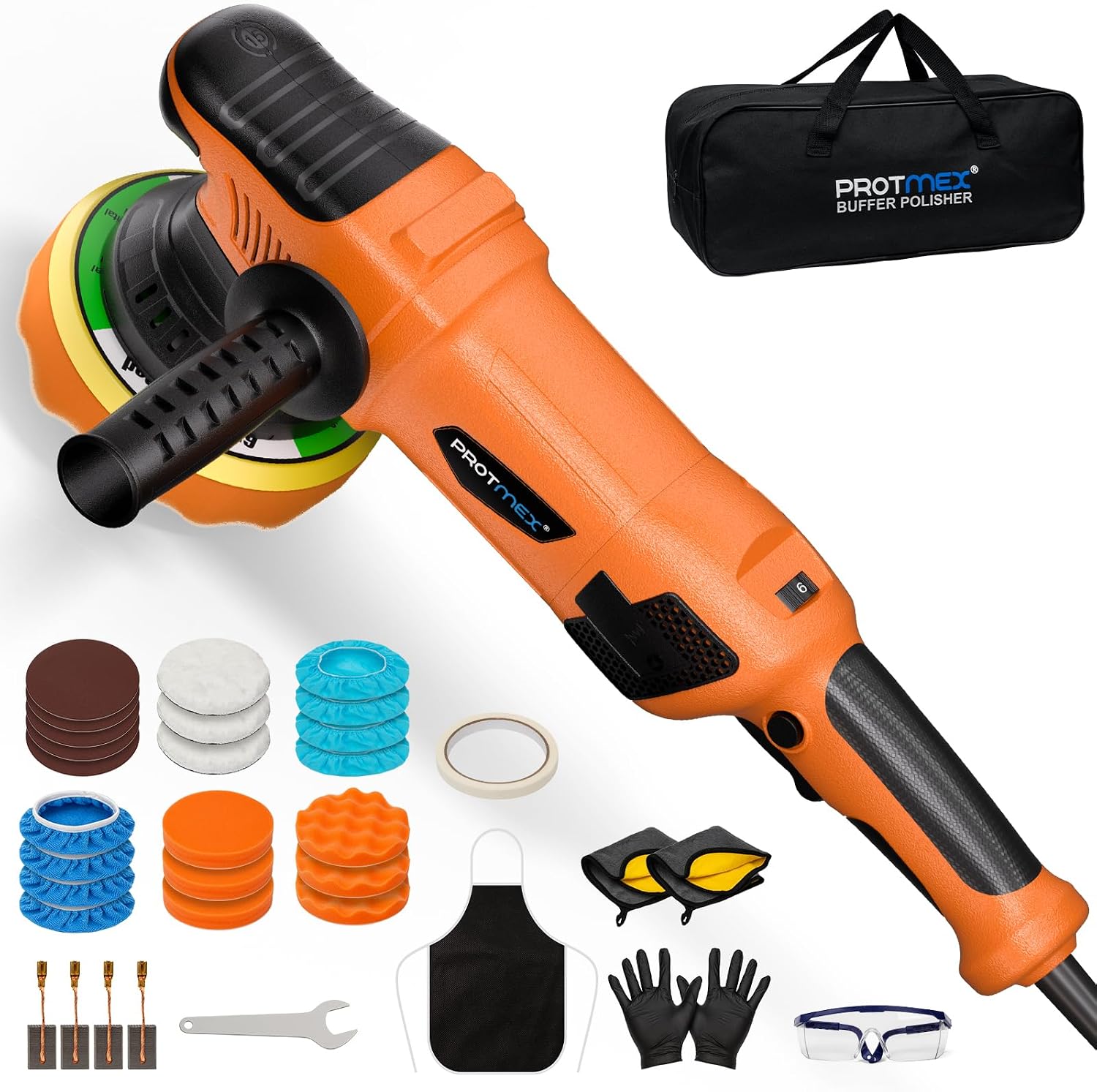 Car Buffer Polisher, 6 Inch Dual Action Polisher, 2500-6000RPM with 6 Variable Speed, Constant Power & Detachable