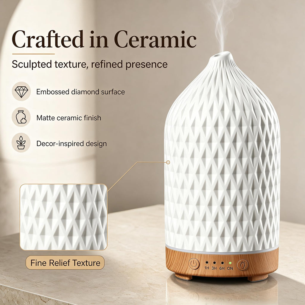 200ML Ceramic Essential Oil Diffuser for Home, Stone Diffuser